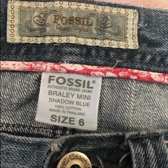 Fossil Denim Skirt Braley Mini Shadow Blue Sz 6 - Picture 7 of 8
